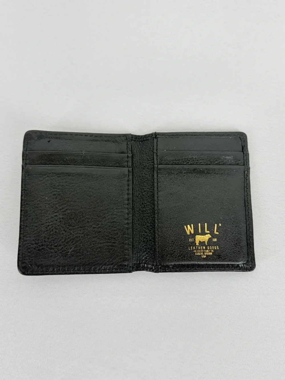 WILL Black Leather Slim Credit Card Wallet